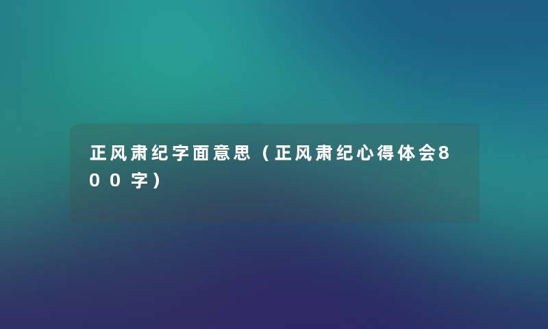 正风肃纪字面意思（正风肃纪心得体会800字）