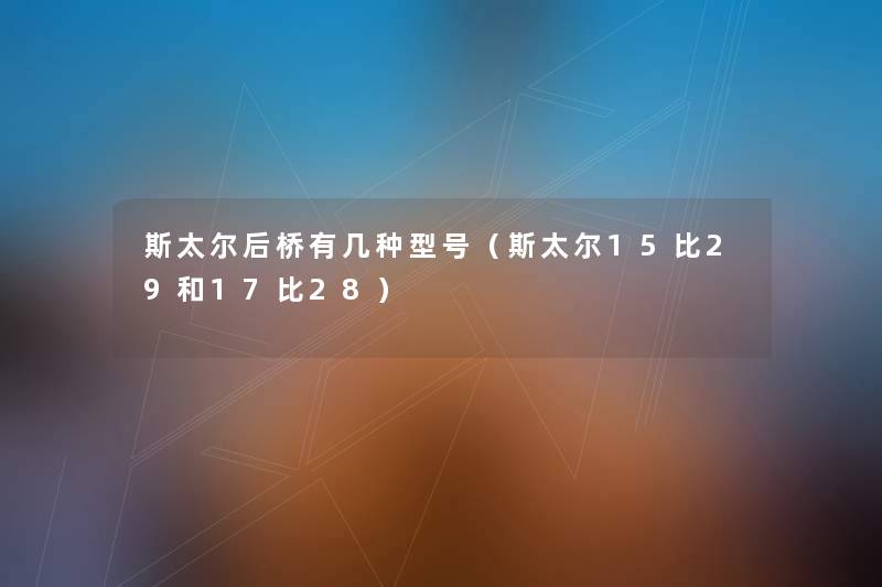 斯太尔后桥有几种型号（斯太尔15比29和17比28）