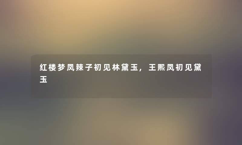 红楼梦凤辣子初见林黛玉,王熙凤初见黛玉