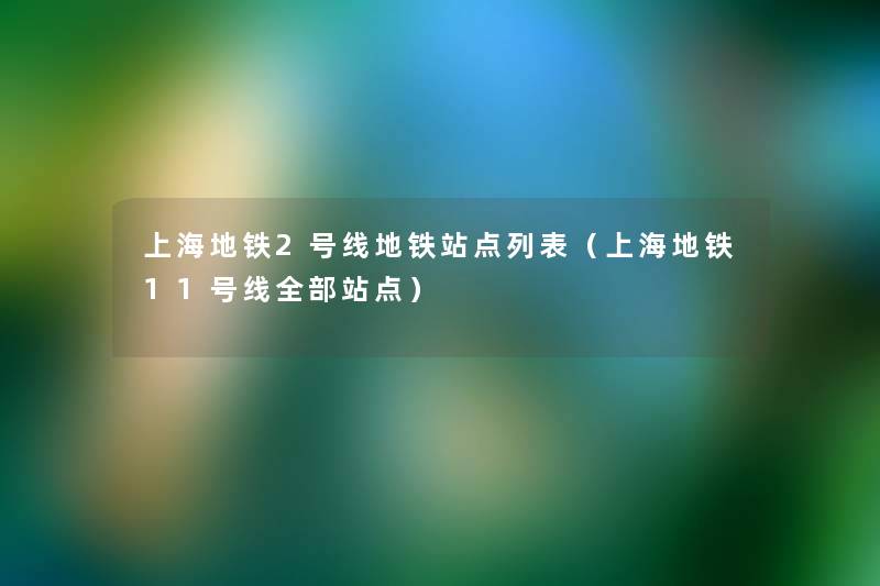 上海地铁2号线地铁站点列表（上海地铁11号线整理的站点）