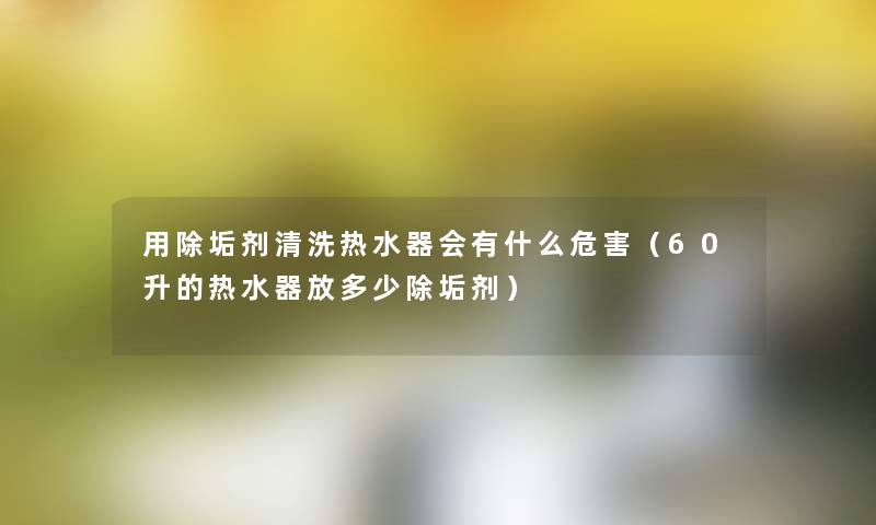 用除垢剂清洗热水器会有什么危害（60升的热水器放多少除垢剂）